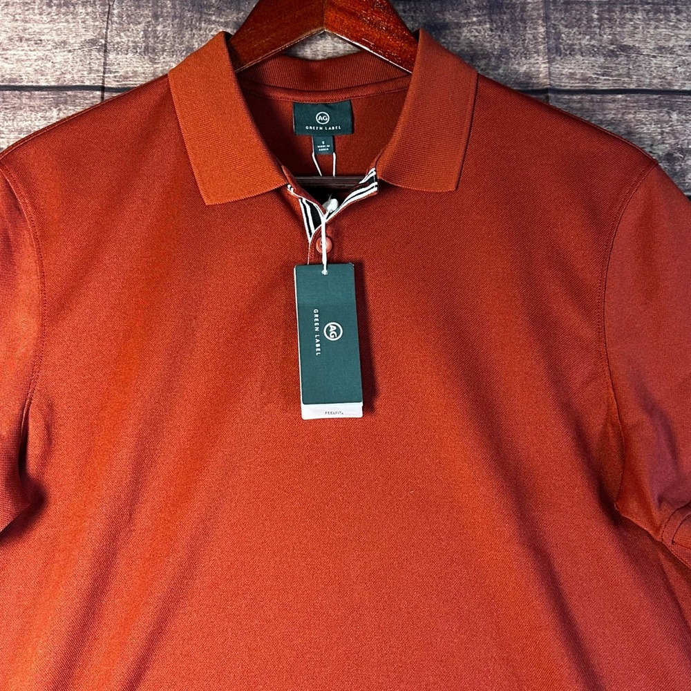 AG Green Label Mens Polo Shirt Short Sleeve Orange Feelfit Size S NEW Golf